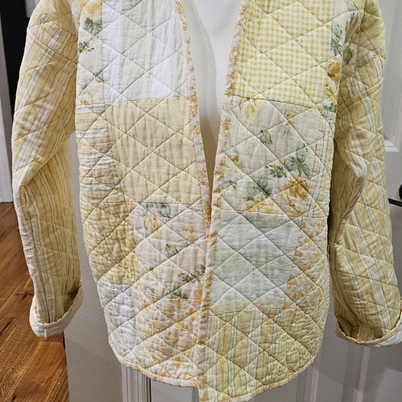 Handmade Patchwork Quilted Women's Top - Yellow and White - Picture 7 of 7